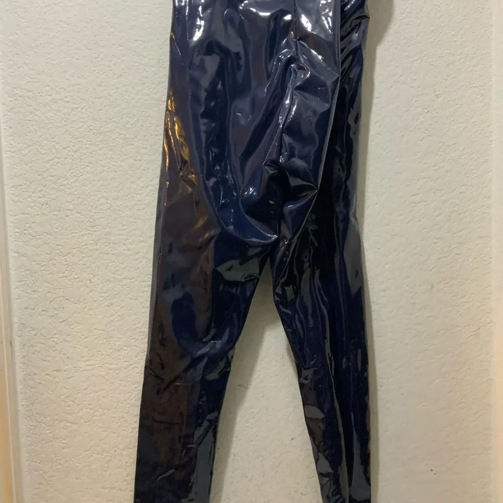 Commando Classic Faux Patent Leather Leggings High Rise Blue Pants Women’s Sz S